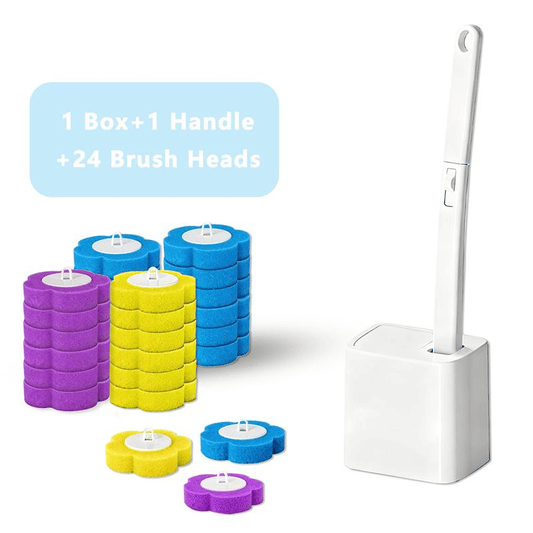 Disposable Toilet Brush, Toilet Bowl Wand Holder Set with 24PCS Cleaner Refills